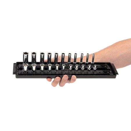 Tekton 1/4 Inch Drive 6-Point Socket Set with Rails, 22-Piece (5/32-9/16 in.) SHD90210